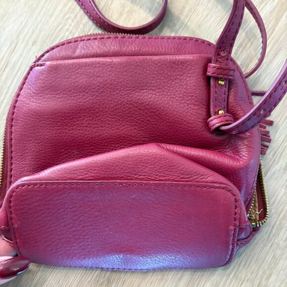 ** HOBO Leather Red Pink Mini Crossbody Purse Bag - Picture 5 of 9